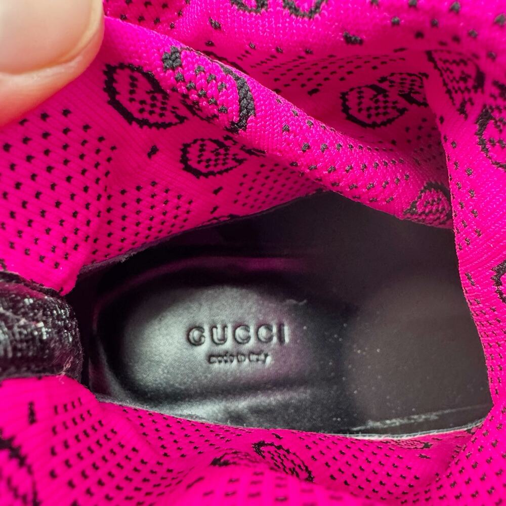 Gucci Technical GG Jersey Tom Boots Pink Black Neon Fuchsia Monogram Booties 42 - Picture 7 of 8